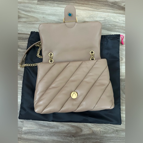 New Pinko Large Puff Leather Shoulder Bag In Taupe - Picture 10 of 14